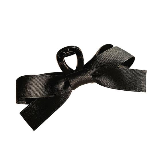 Jane | Black Satin Bow Hair Clip | Elegant Hair Accessories |